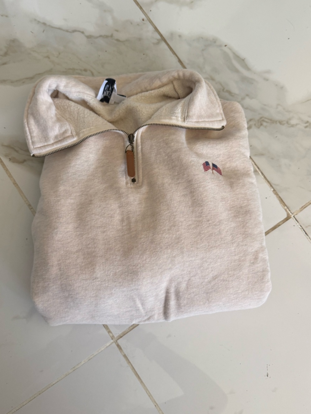 NEVER WORN Princess Polly Cream Half-Zip Crewneck Sweater